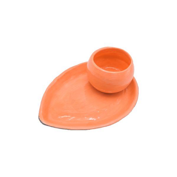 Tasse en céramique avec sa sous tasse : collection rustique chic