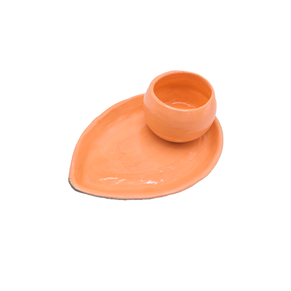 Tasse en céramique avec sa sous tasse : collection rustique chic