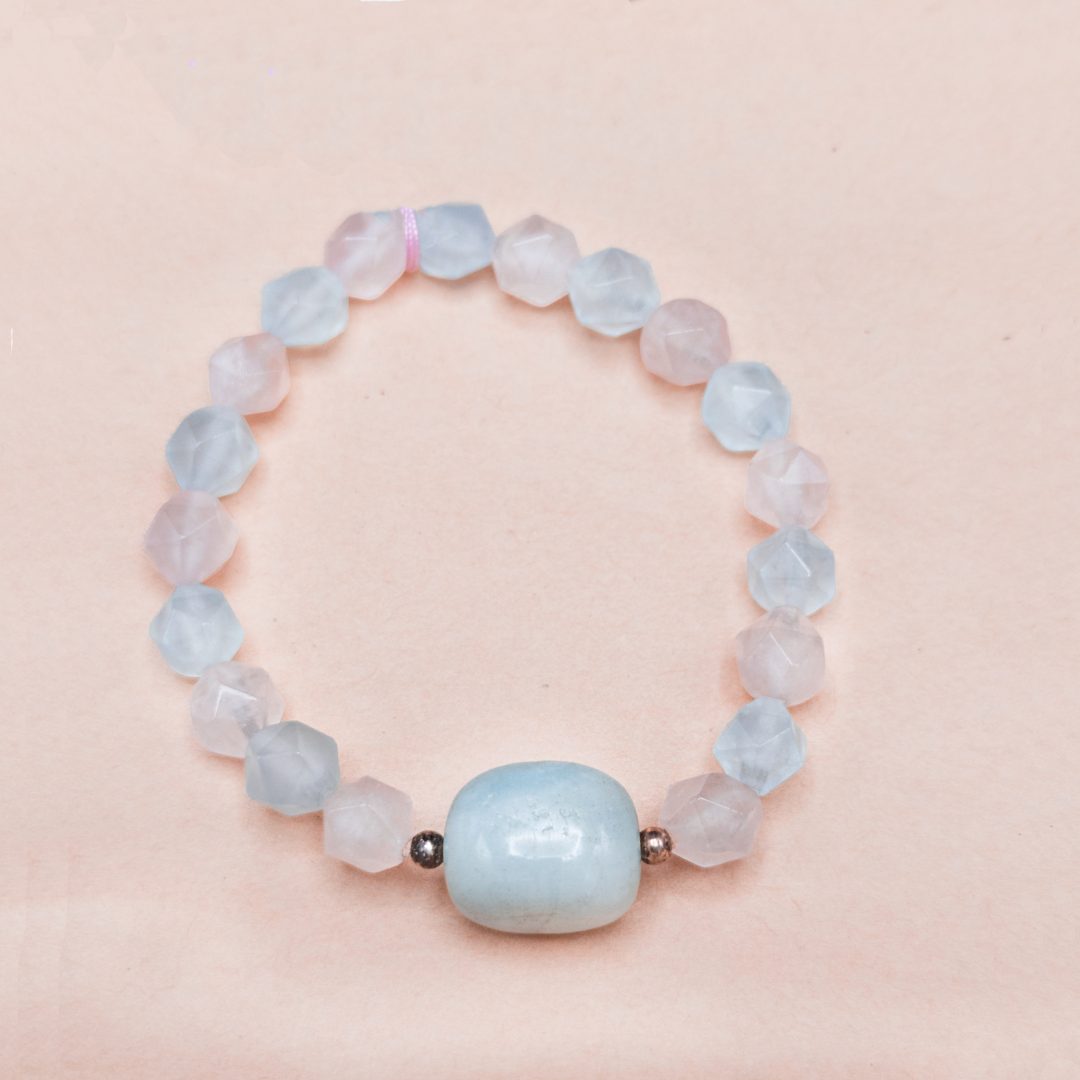 Bracelet aigue marine et quartz