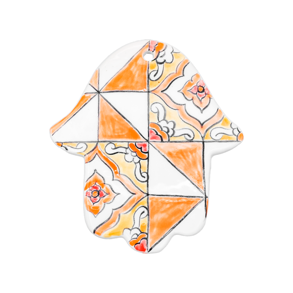 Sous verre en céramique en forme de khamsa